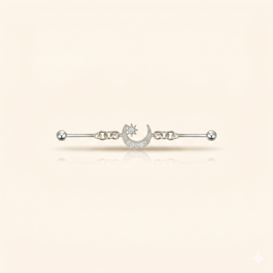 Srebrna próbka 925, przemysłowa sztabka, księżycowa gwiazda-motyl z łańcuszkiem