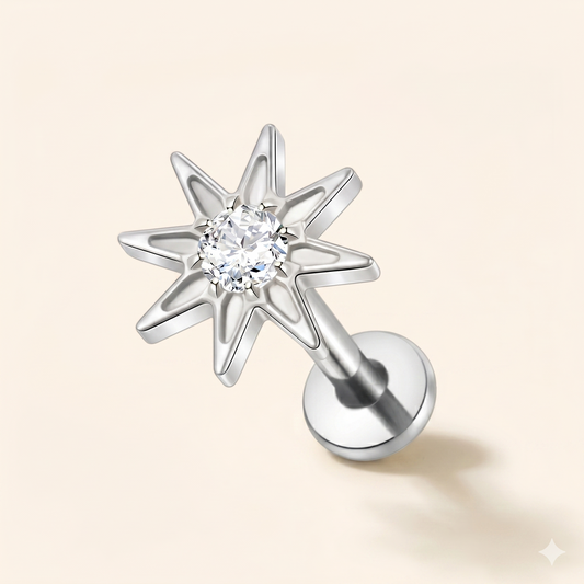 Piercing Labret Gwiazda Tytanowa – 16G Helix Tragus – Model C