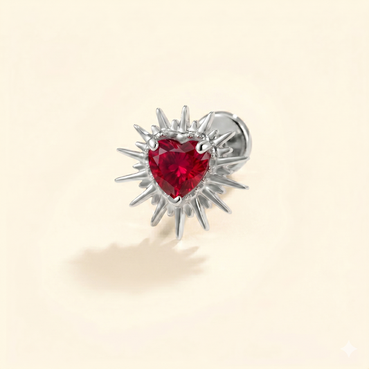 Piercing z cyrkonią i granatem złamanym sercem z tytanu ASTM F136