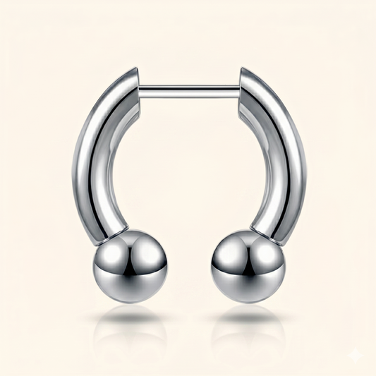 Stalowy pierścień z przegrodą z plemiennego rogu byka – unisex 16G