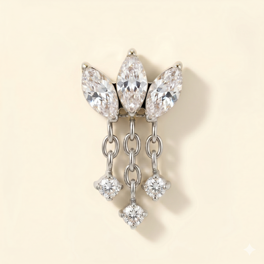 Helix piercing kwiat lotosu tytanowy łańcuszek ASTM F136 16G