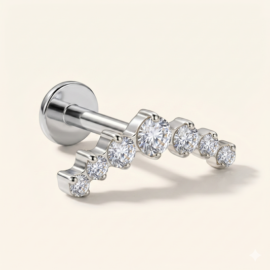 Piercing z cyrkonią Labret Climber Cluster z tytanu ASTM F136 16G