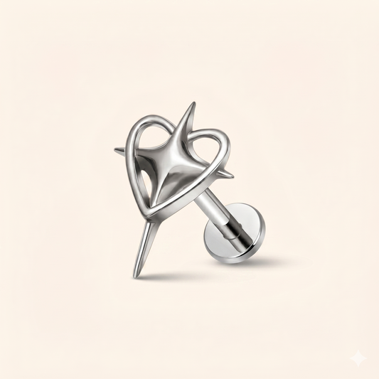 Piercing Labret z cyrkonią w kształcie motyla z tytanu ASTM F136 16G