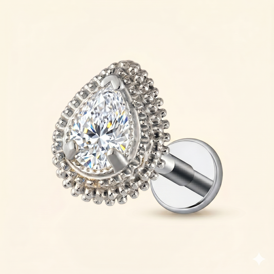 Opalowo-cyrkonowy piercing labret z tytanu ASTM F136 16G