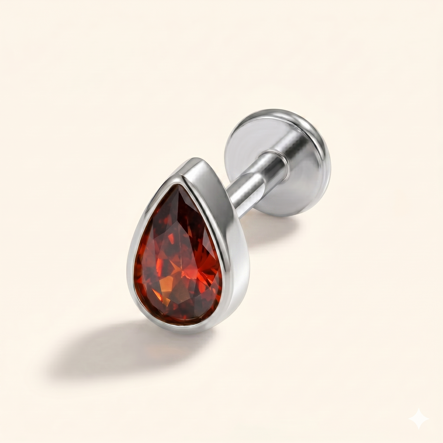 Right Grand ASTM F136 Tytan Łezka Granat Labret Sztyft 16G Gruszka CZ Chrząstka Helix Tragus Kolczyk Biżuteria Piercingowa Halloween