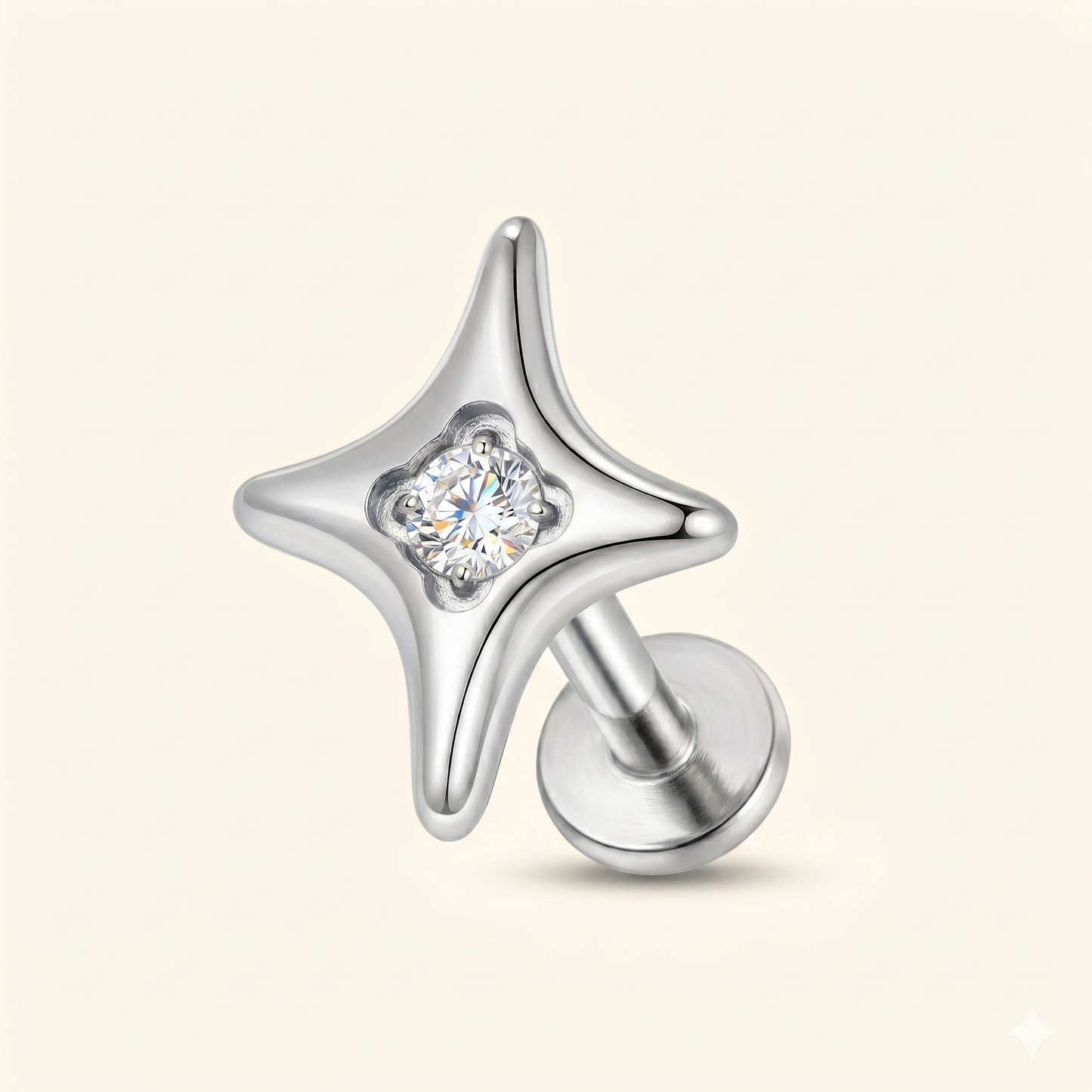 Piercing Labret Gwiazda Tytanowa – 16G Helix Tragus – Model F