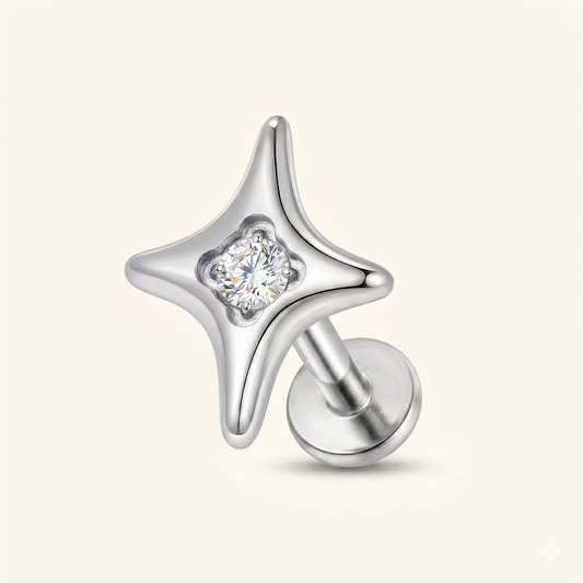 Piercing Labret Gwiazda Tytanowa – 16G Helix Tragus – Model F