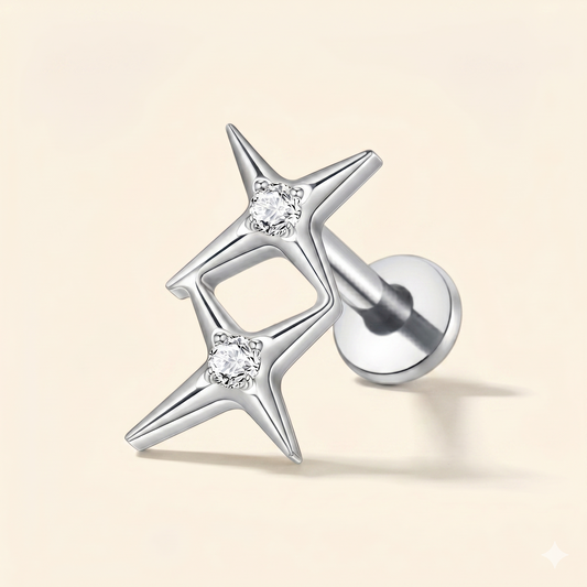 Piercing Labret Gwiazda Tytanowa – 16G Helix Tragus – Model I