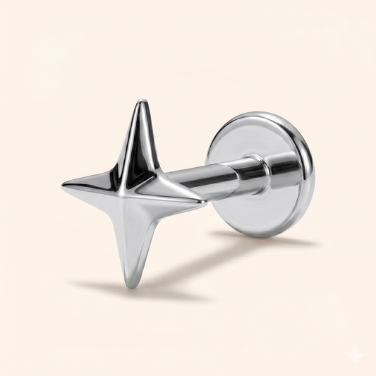 Piercing Labret z 4 gałęziami z tytanu ASTM F136 16G