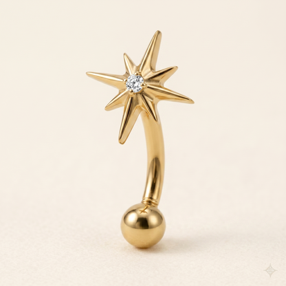 Piercing Rook Stella del Nord in Titanio ASTM F136 | 16G