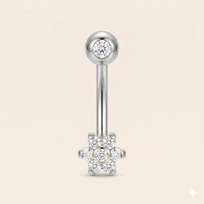 Piercing do pępka Cyrkonowy kryształ z tytanowym gwintem wewnętrznym G23