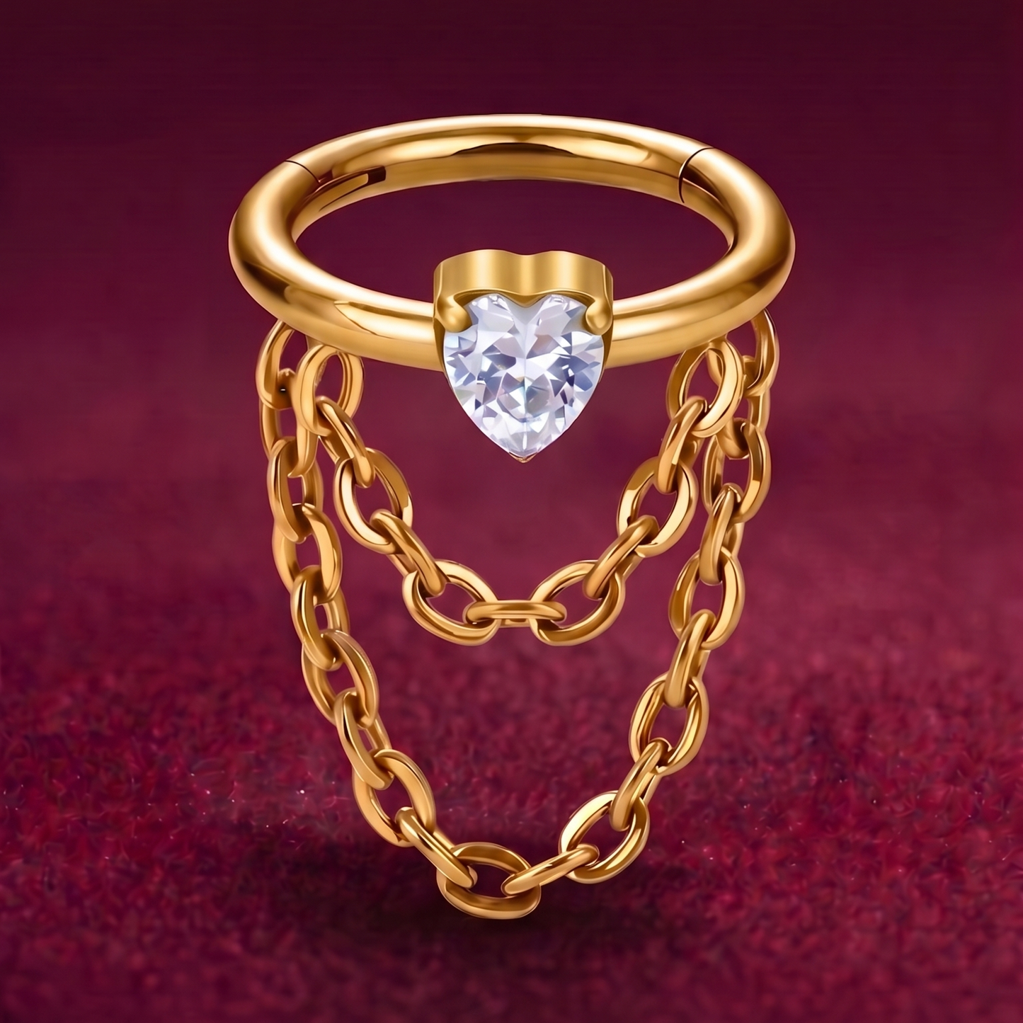 Łańcuszek Clicker Septum Cyrkon Tytanowy F136 – Tragus 16G