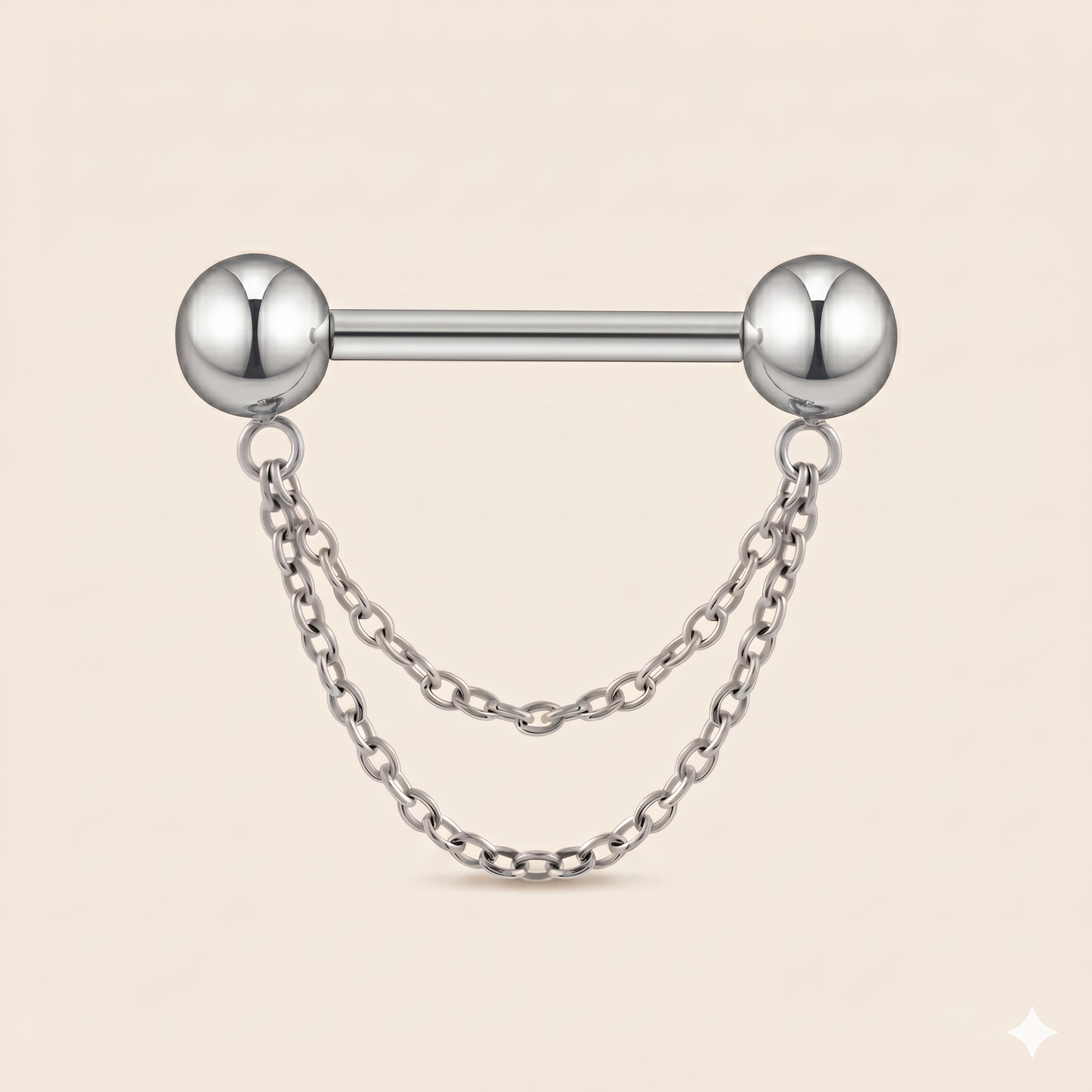 ASTM F136 Tytanowy pierścień osłonowy z podwójnym łańcuszkiem 14G