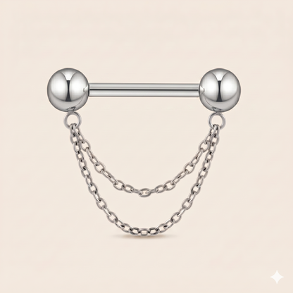 ASTM F136 Tytanowy pierścień osłonowy z podwójnym łańcuszkiem 14G