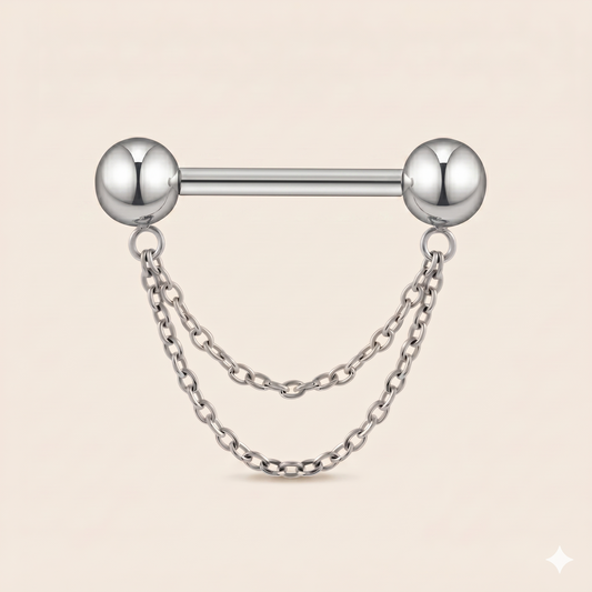 ASTM F136 Tytanowy pierścień osłonowy z podwójnym łańcuszkiem 14G