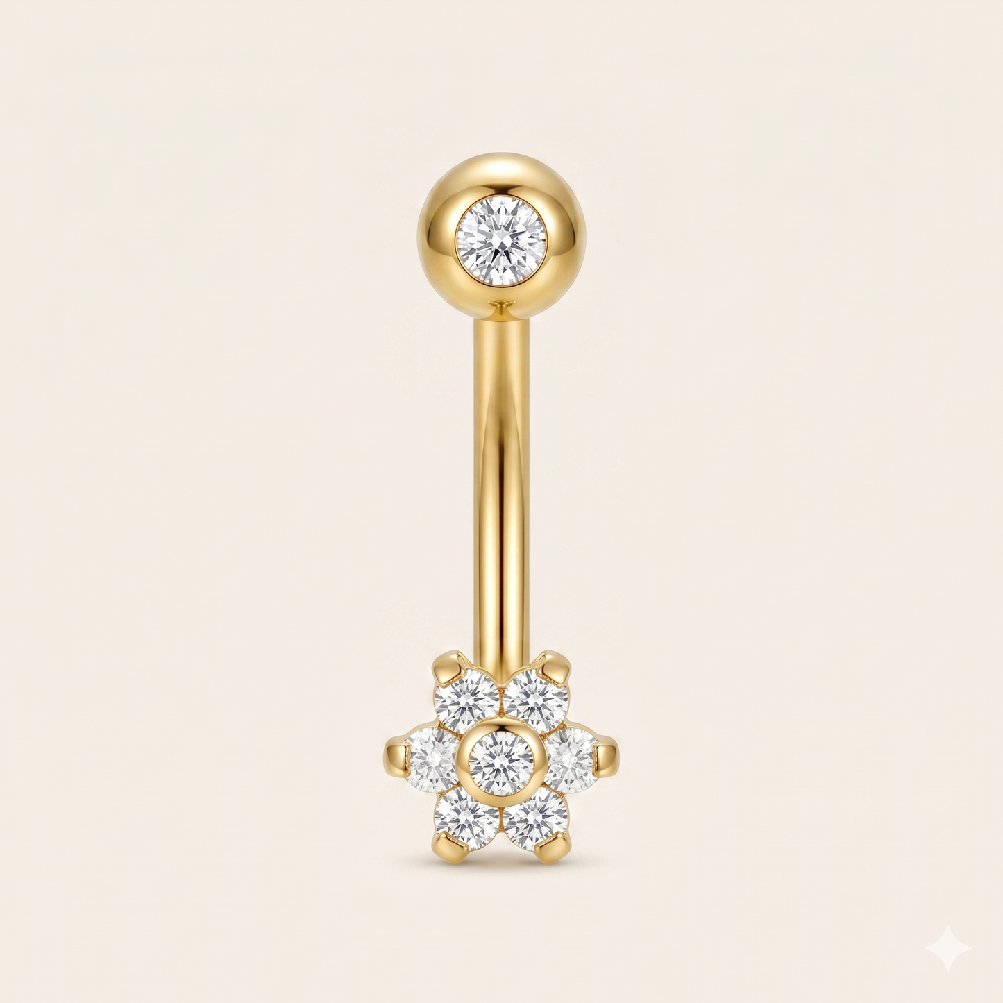 Piercing do pępka Cyrkonowy kryształ z tytanowym gwintem wewnętrznym G23
