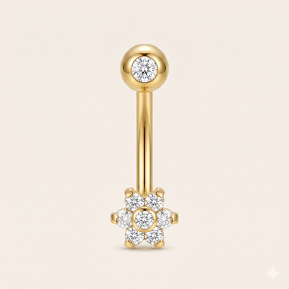 Piercing do pępka Cyrkonowy kryształ z tytanowym gwintem wewnętrznym G23