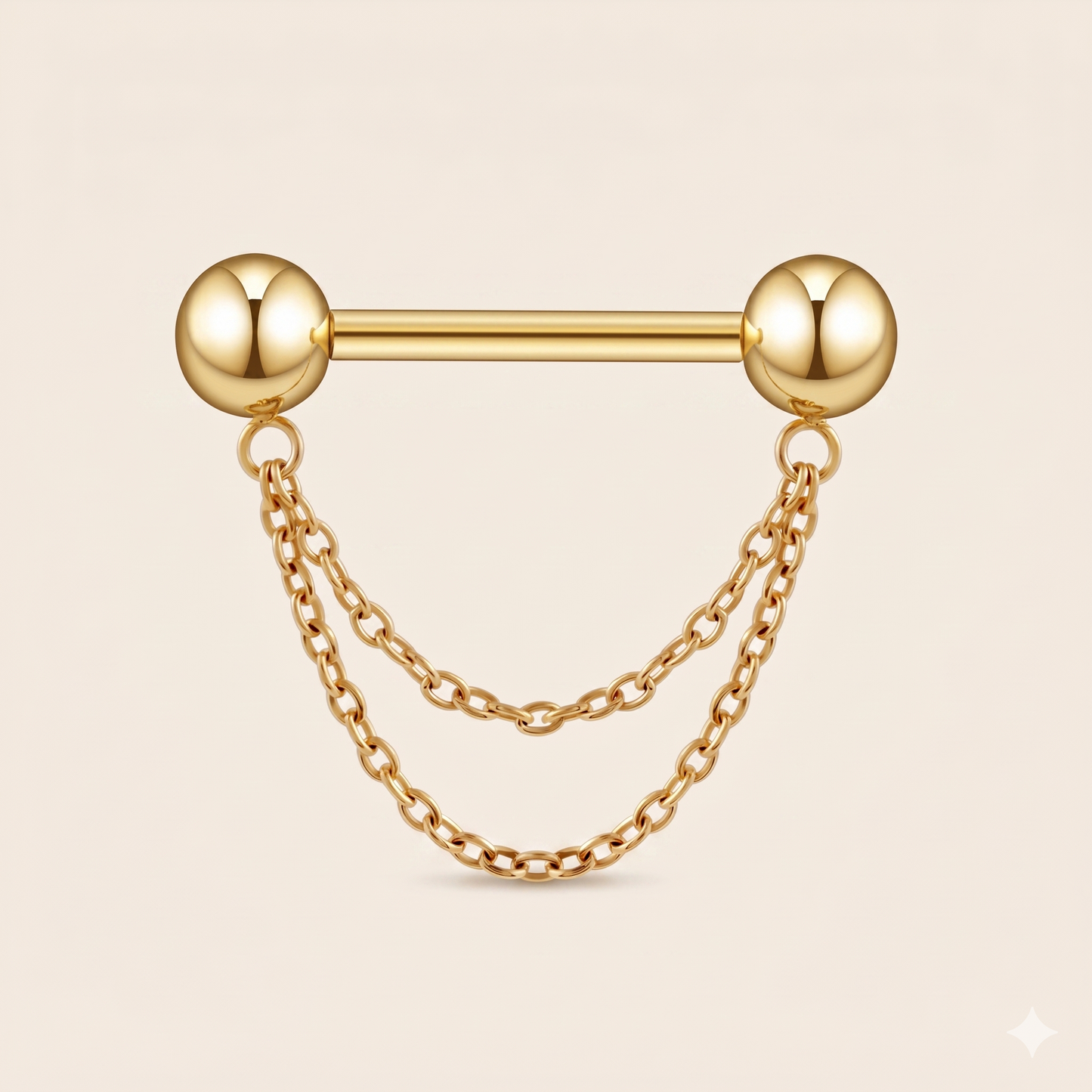 ASTM F136 Tytanowy pierścień osłonowy z podwójnym łańcuszkiem 14G