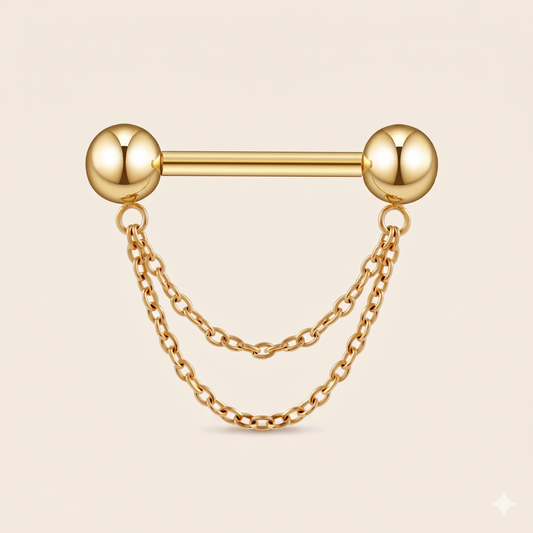 ASTM F136 Tytanowy pierścień osłonowy z podwójnym łańcuszkiem 14G