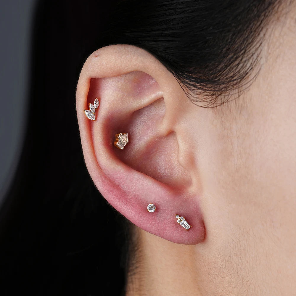 Piercing Tragus Cluster Marquise Zircon Oreille Gauche Titane F136