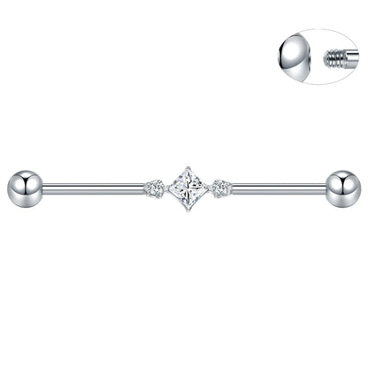 Przemysłowy piercing motylkowy z tytanu – długi sztyft 14G