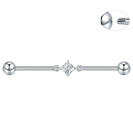 Przemysłowy piercing motylkowy z tytanu – długi sztyft 14G