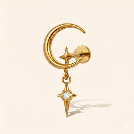 ASTM F136 16G Tytanowy piercing Labret w kształcie półksiężyca