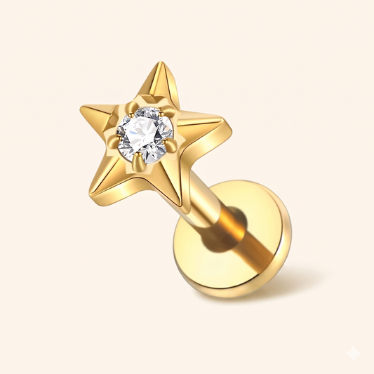 Piercing Labret Gwiazda Tytanowa – Tragus Helix 16G – Model H