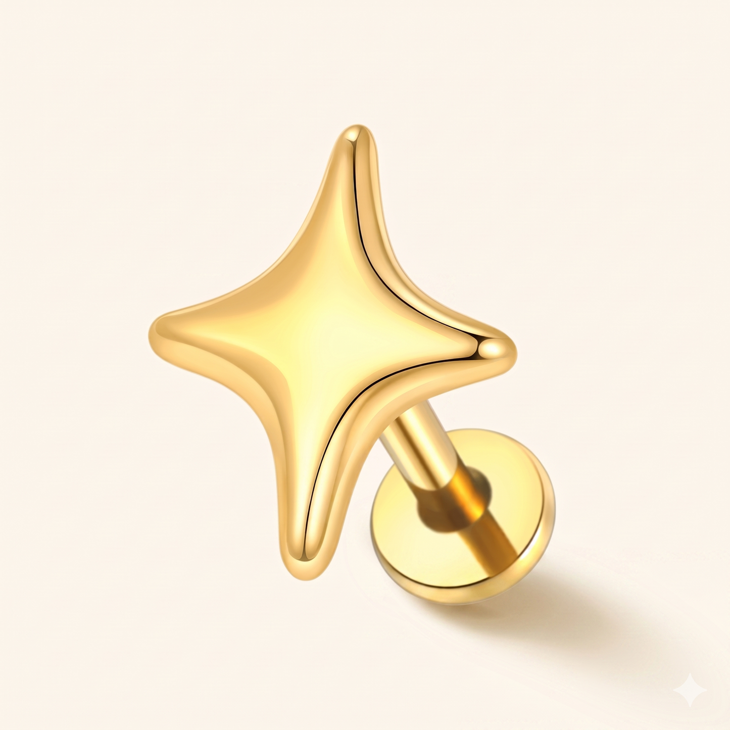 Piercing Labret Étoile en Titane – Tragus Hélix 16G – Modèle E