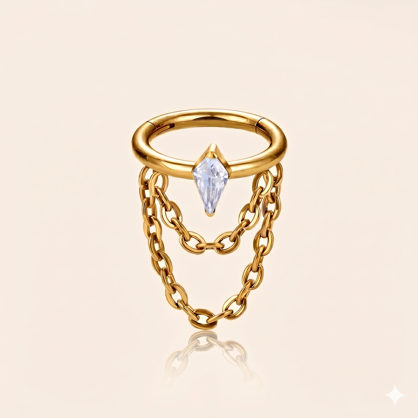 Cyrkonowy zatrzaskowy łańcuszek Tytanowy łańcuszek ASTM F136 – Septum Daith 16G