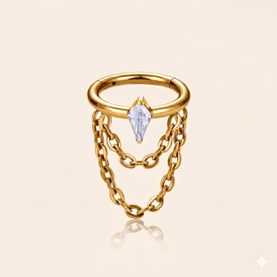Cyrkonowy zatrzaskowy łańcuszek Tytanowy łańcuszek ASTM F136 – Septum Daith 16G