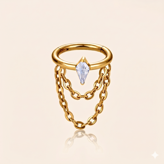 Cyrkonowy zatrzaskowy łańcuszek Tytanowy łańcuszek ASTM F136 – Septum Daith 16G