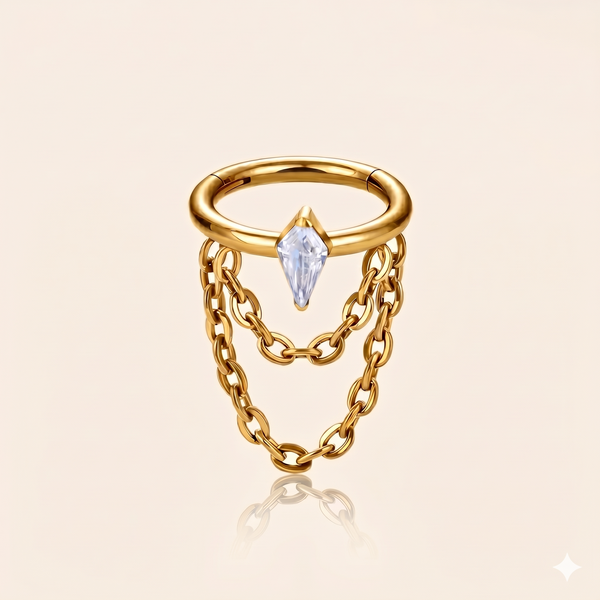 Cyrkonowy zatrzaskowy łańcuszek Tytanowy łańcuszek ASTM F136 – Septum Daith 16G