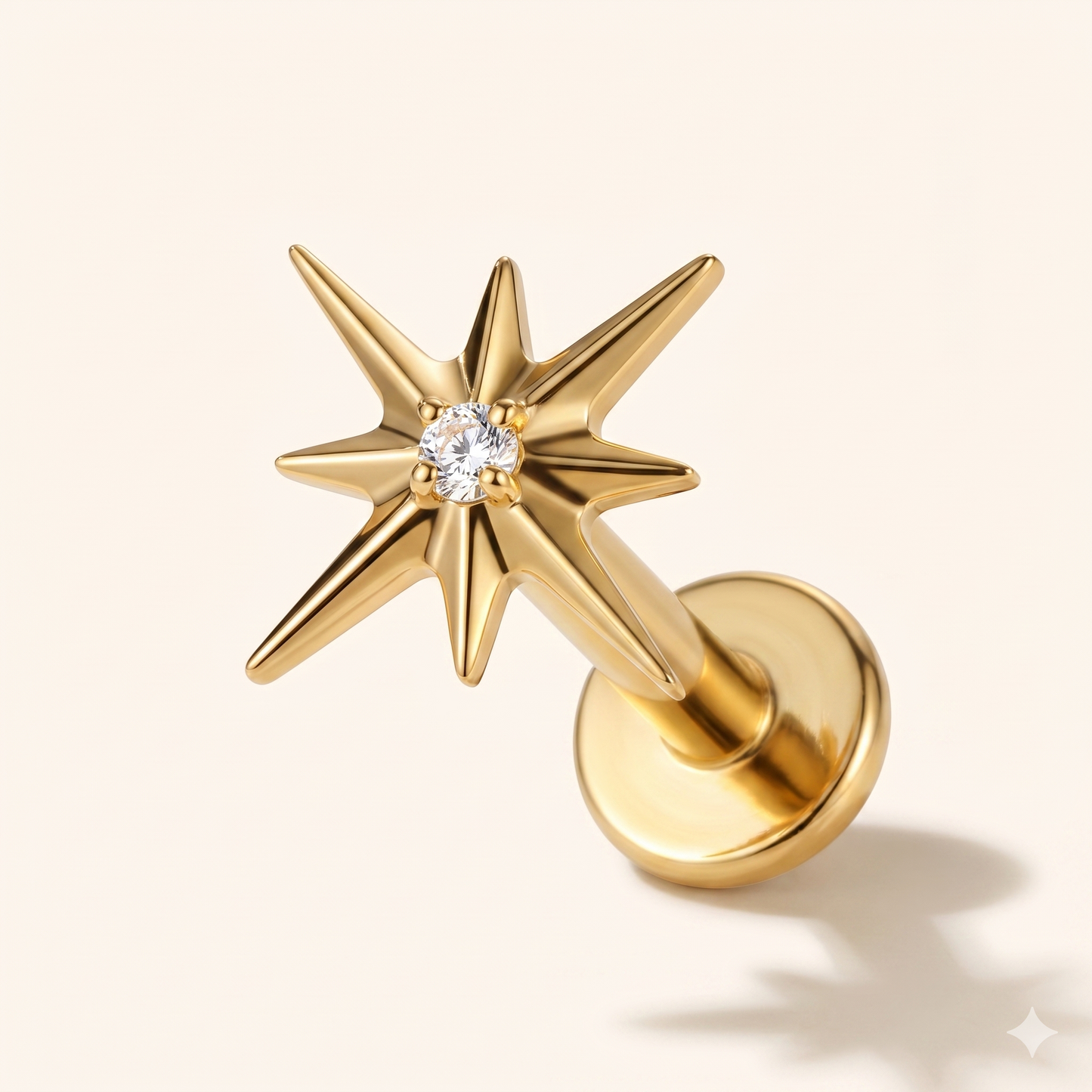 Piercing Labret Étoile en Titane – Tragus Hélix 16G –