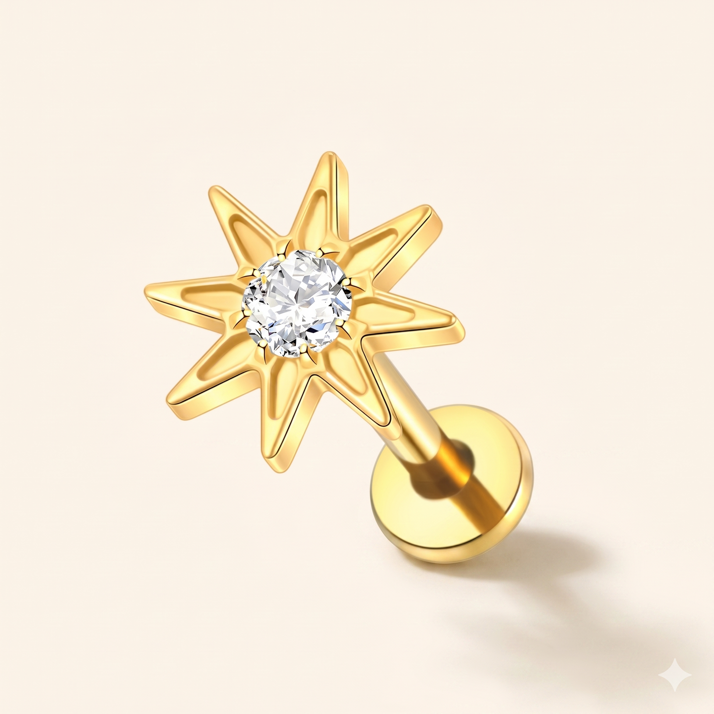 Piercing Labret Gwiazda Tytanowa – 16G Helix Tragus – Model C