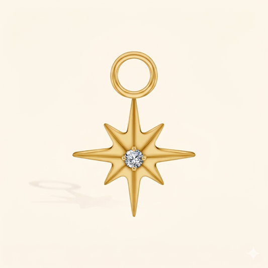 Pendentif Étoile Polaire Zircon en Titane ASTM F136 – Charm Oreille