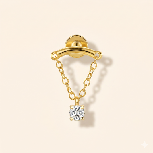 Piercing Hélix Chaîne Cachée Zircon Marquise en Titane G23