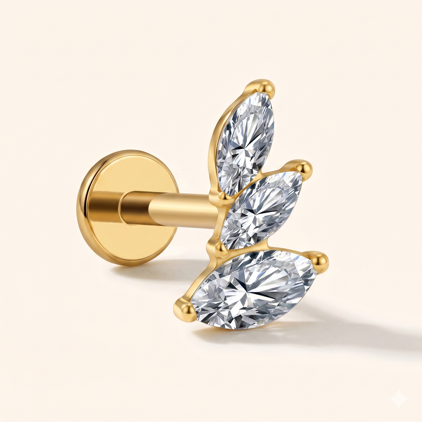 Piercing Tragus Cluster Marquise Zircon Oreille Gauche Titane F136