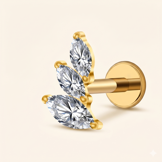 Klamra do przekłuwania tragusa Marquise Cyrkon Prawe ucho Tytan F136