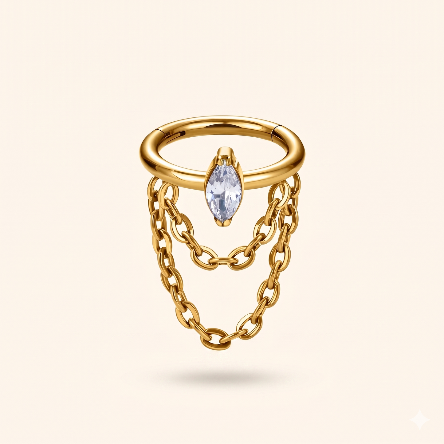 Cyrkonowy pierścień z przegrodą Tytanowy łańcuszek z zawieszką ASTM F136 – Daith 16G