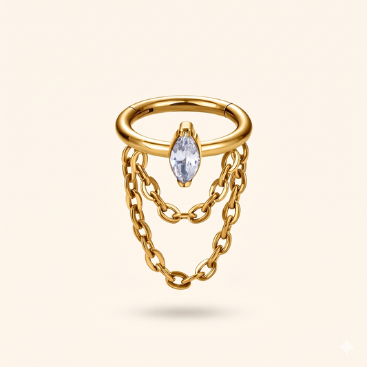 Cyrkonowy pierścień z przegrodą Tytanowy łańcuszek z zawieszką ASTM F136 – Daith 16G