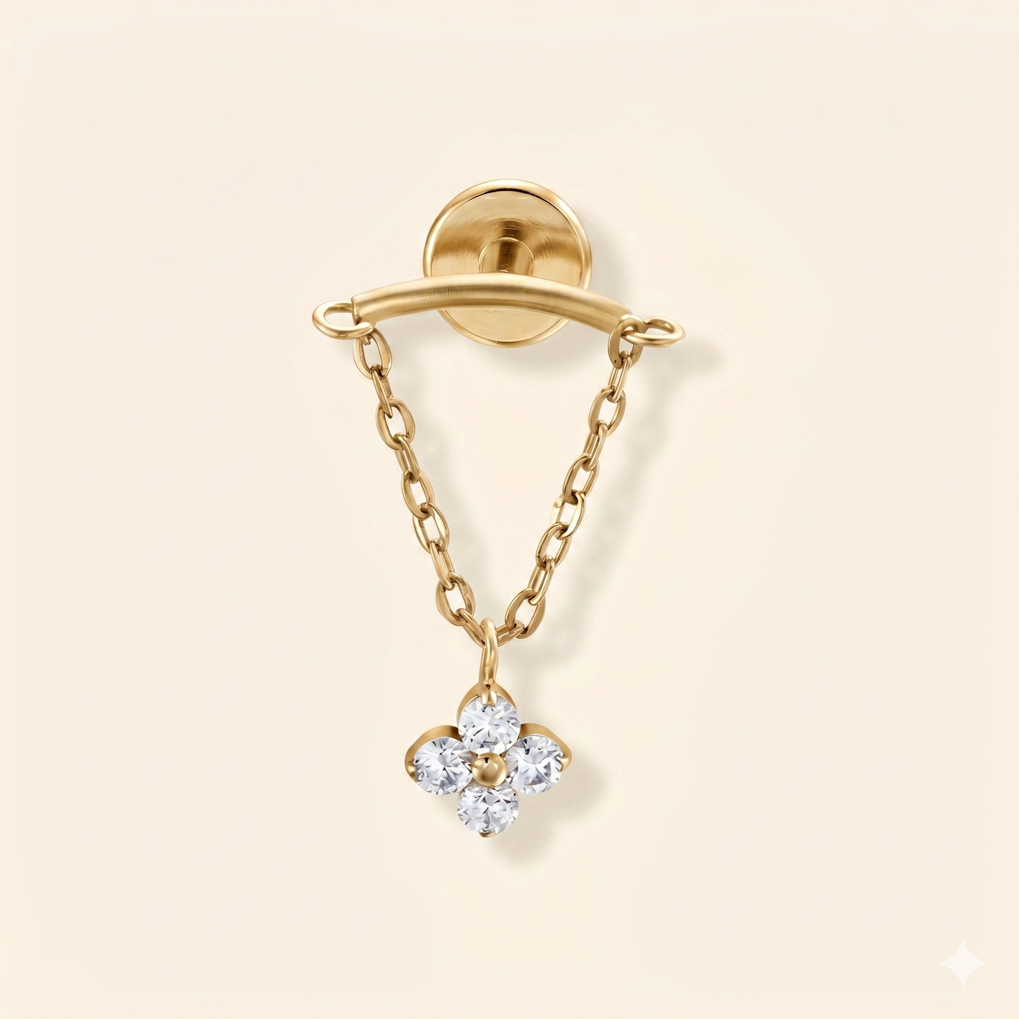 Piercing Hélix Chaîne Pendante Marquise Zircon en Titane G23