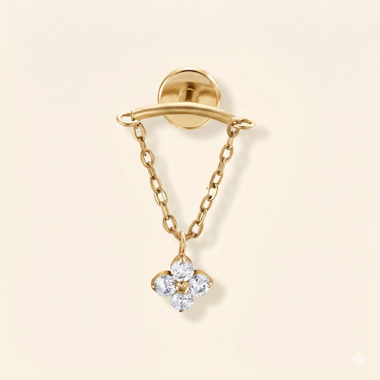 Piercing Hélix Chaîne Pendante Marquise Zircon en Titane G23