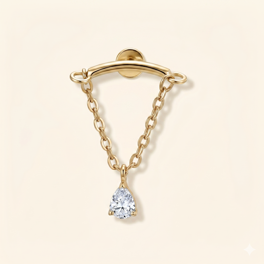 Piercing Cartilage Chaîne Marquise CZ en Titane G23