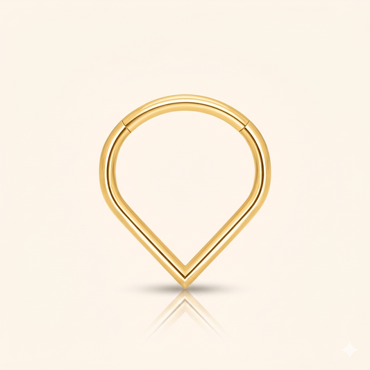 Pierścień z przegrodą w kształcie kropli serca ze stali chirurgicznej 316L – unisex, punk