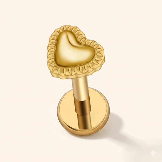 Right Grand ASTM F136 Titanio 16G Labret Cuore Labbro Cartilagine Orecchino Stud Monroe Helix Tragus Conch Piercing Gioielli Corpo