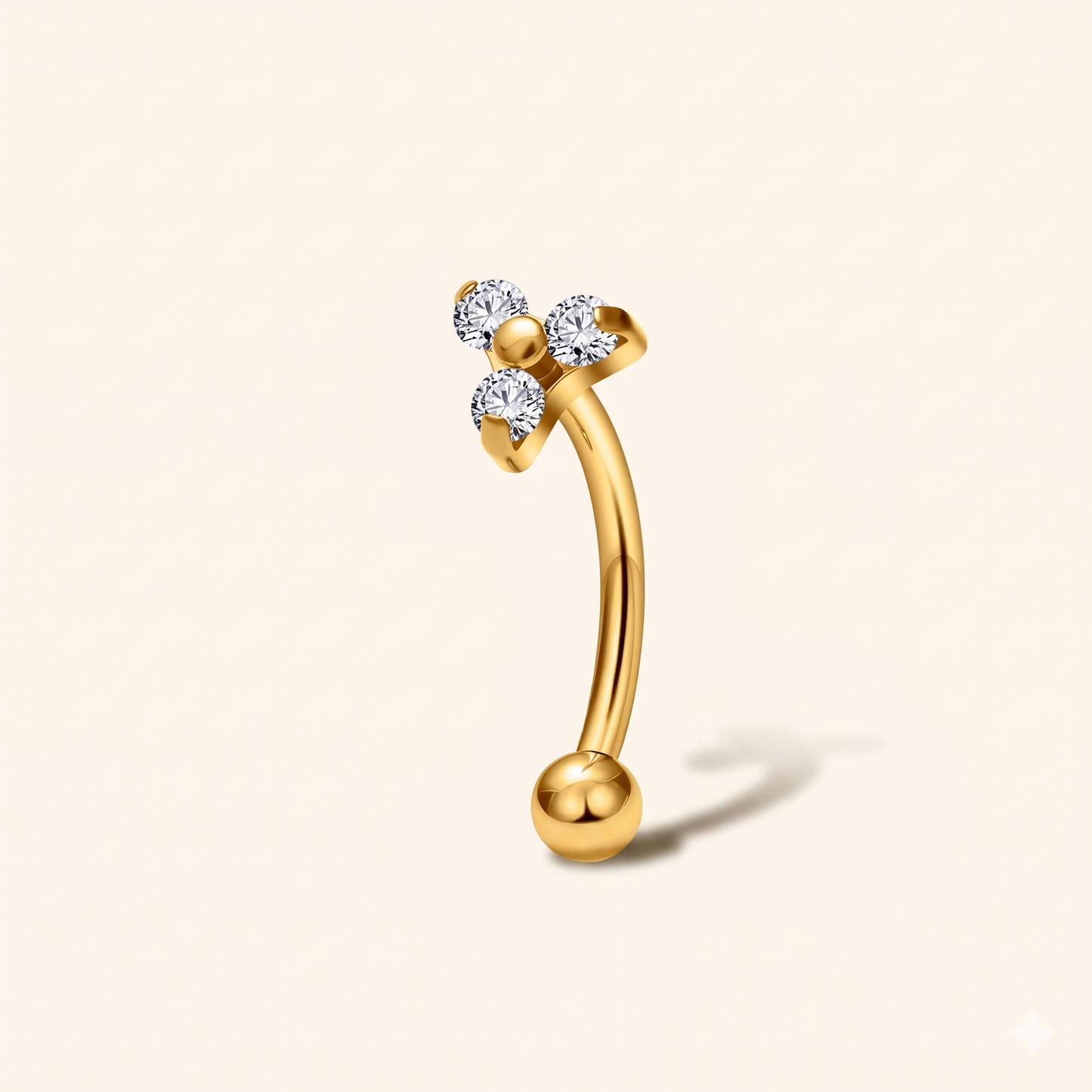 Piercing Rook Gwiazda Północy Tytan & Cyrkon Zielony | 16G