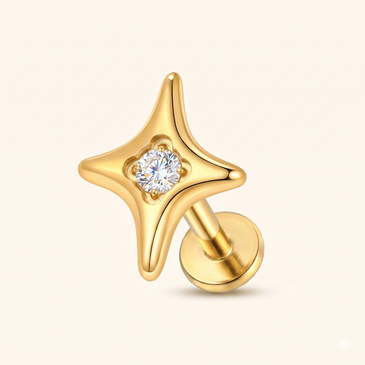 Piercing Labret Gwiazda Tytanowa – 16G Helix Tragus – Model F