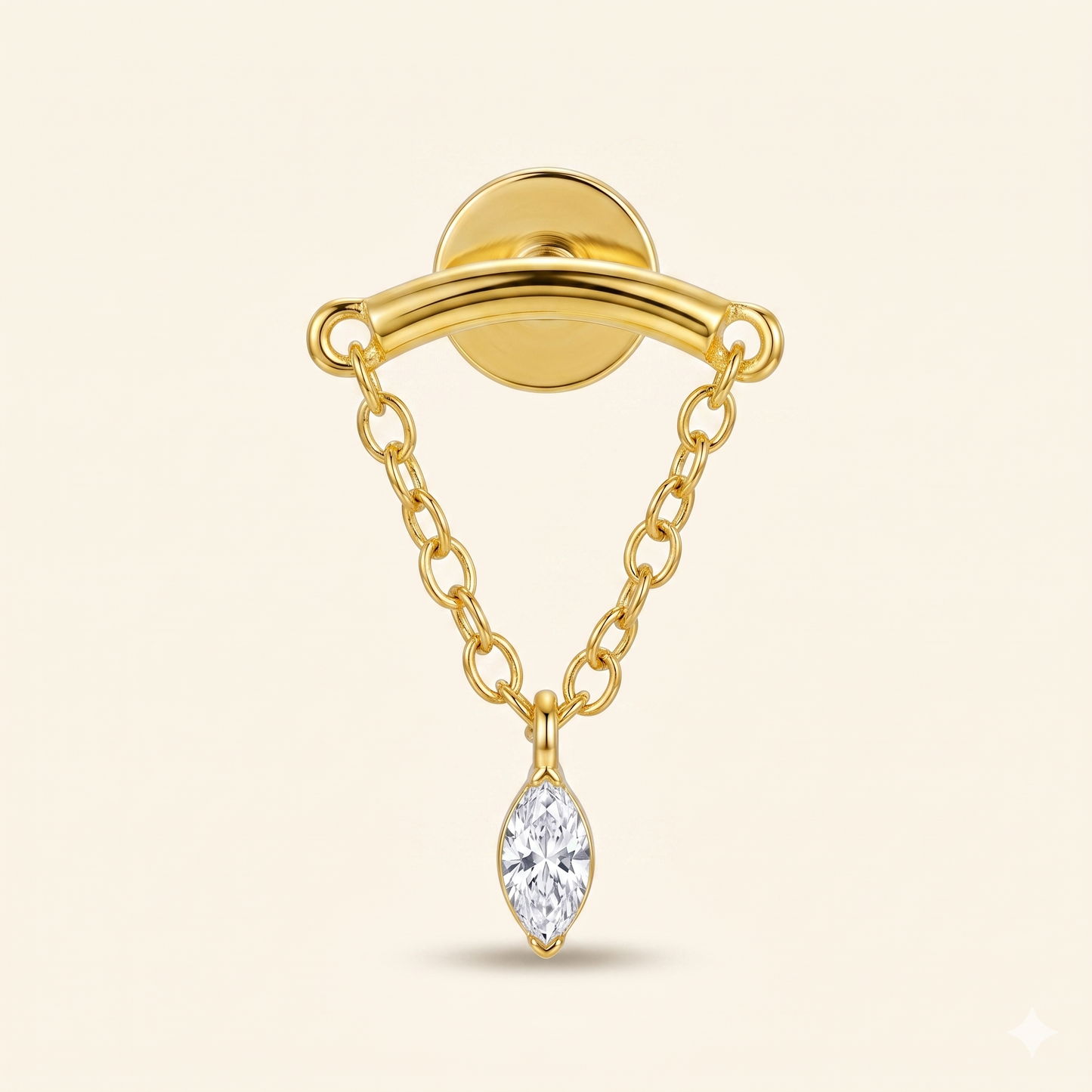 Piercing Hélix Chaîne Drapée Zircon Marquise en Titane G23