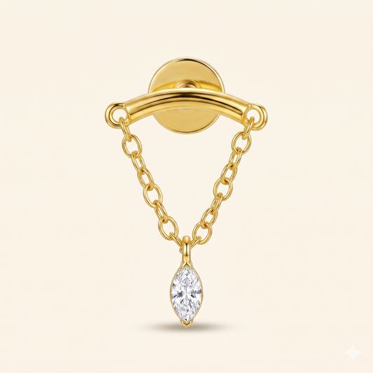 Piercing Hélix Chaîne Drapée Zircon Marquise en Titane G23